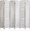 WelFurGeer Handcrafted Carved Wooden Room Divider Screen, Folding Privacy Screen by WelFurGeer