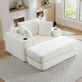 Oversized Chaise Lounge Chair Indoor, 52.4"W Corduroy Upholstered Fluffy Comfy by JEEOHEY
