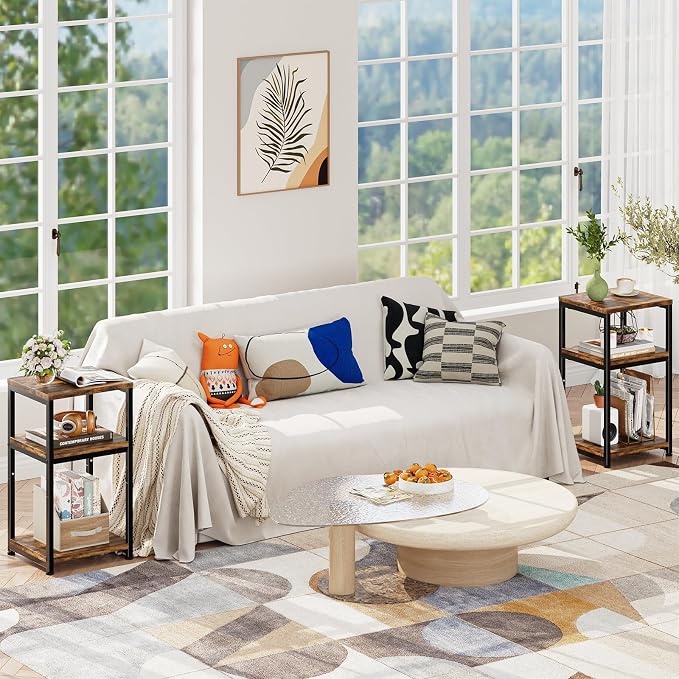 Simple Trending Side Table, End Table Night Stand, 3 Tiers Shelf - Image 2