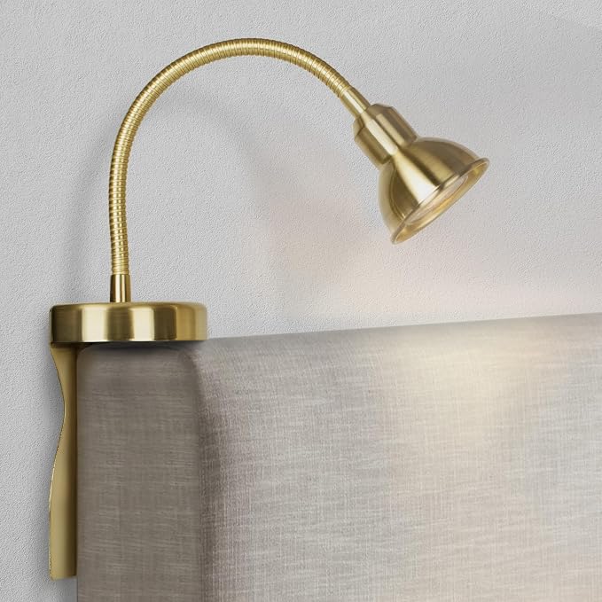 Patented Innovative Design Headboard Reading Light. No Drilling Golden Book by HOME