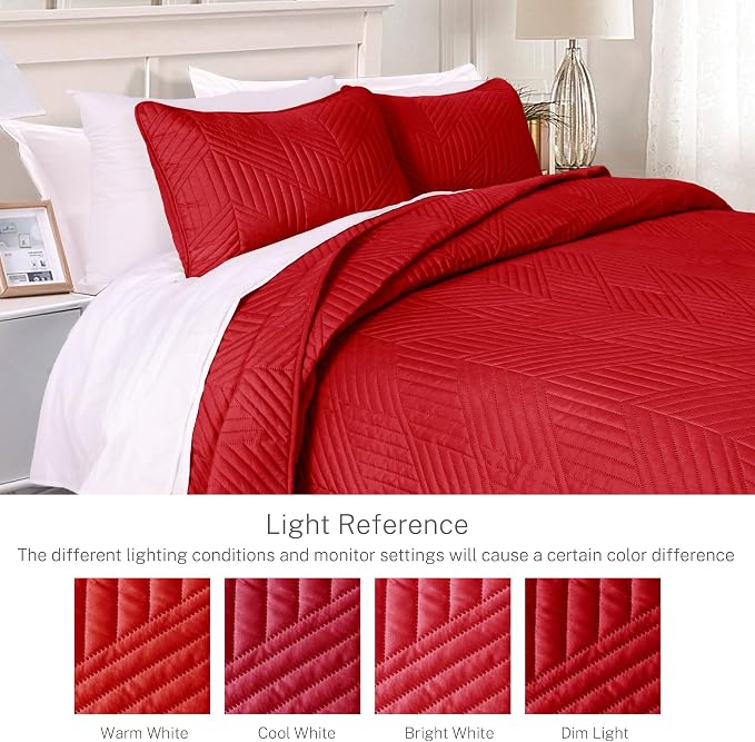 Exclusivo Mezcla Ultrasonic King Quilt Bedding Set, Soft Microfiber, Modern - Image 3