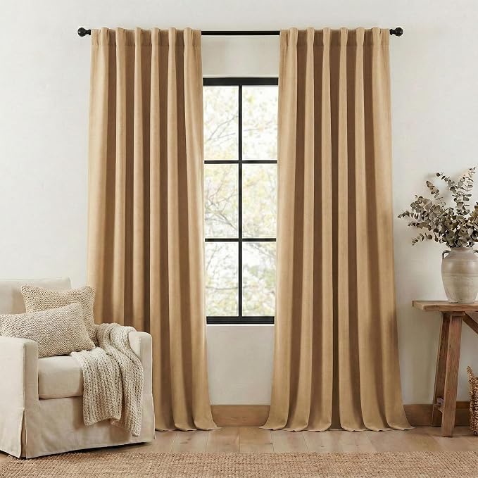 NICETOWN Thick Faux Linen Room Darkening Curtains 90 inches Long, Pinch Pleated by NICETOWN