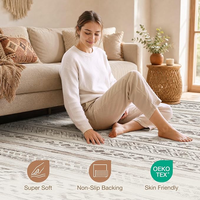 cotiled 8x8 Round Rug 8ft Circle Living Room Boho Area Rugs | Solve Modern - Image 3