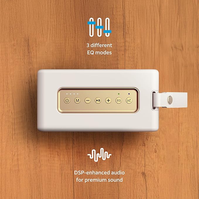 AT&T Essentials Retro 40W Bluetooth Speaker, IPX6 Waterproof, Bluetooth 5.3, LED Light Modes, Bass & Treble Control, 12H Battery, USB-C Charging, Outdoor & Indoor Use, Home Audio System - Cream