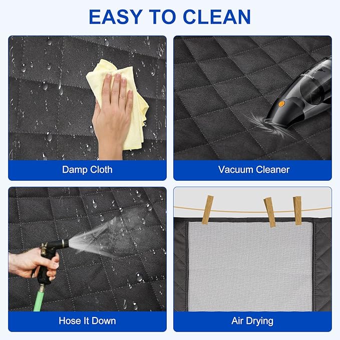 Dog Car Seat Cover for Back Seat 600D Scratchproof Nonslip Durable Waterproof Cars Pet Backseat Covers with Mesh Window Dogs Hammock for Car，SUV, Truck (60" W x 64" L)