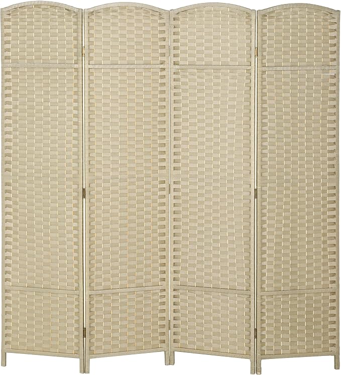 HOMCOM Room Divider 4 Panel Folding Privacy Screen 5.6' Tall Charcoal Gray | by HOMCOM