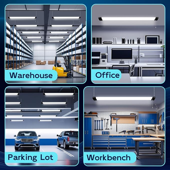 hykolity 5000K LED Shop Light Linkable, 4FT Daylight 42W LED Ceiling Lights for Garages, Workshops, Basements,Hanging or FlushMount, Power Cord W/Built-in ON/Off Switch, 4200lm, ETL- 1 Pack