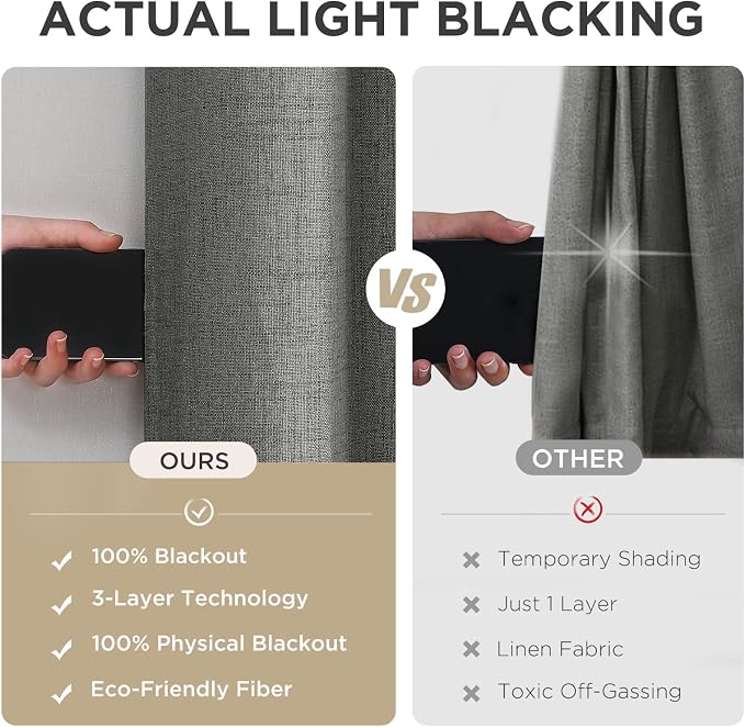 Joydeco Grey Blackout Curtains 120 Inches Long, Extra Long Curtains 120 Inch - Image 6