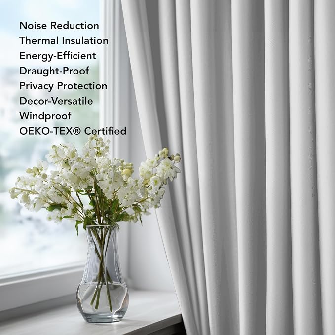 Deconovo Blackout Curtains for Bedroom and Living Room 72 Inches Long | Black - Image 4