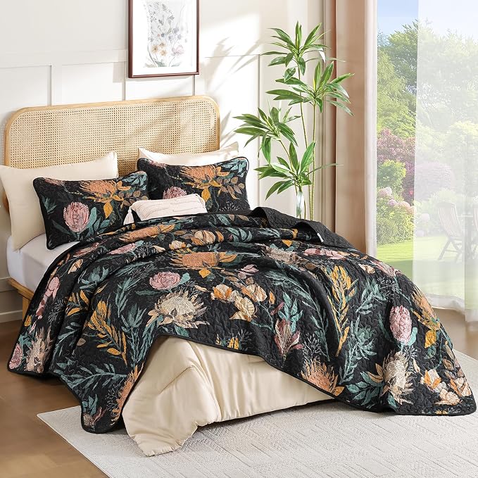 Dintszyayue Quilt King Size Black, Soft Microfiber Lightweight Farmhouse Bed - Image 9