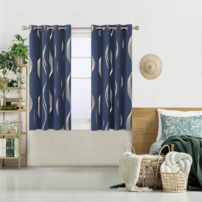 Deconovo Curtains for Living Room, Pattern Blackout Curtains 45 Inches Long | - Image 2