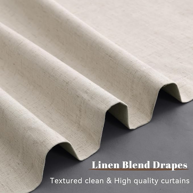 Sand Linen 100% Blackout Drapes Curtains 84 Inches Long - Image 4