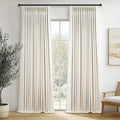 102 Inches Long 100% Blackout Brich Linen Curtains, Farmhouse Pinch Pleated by Topfinel