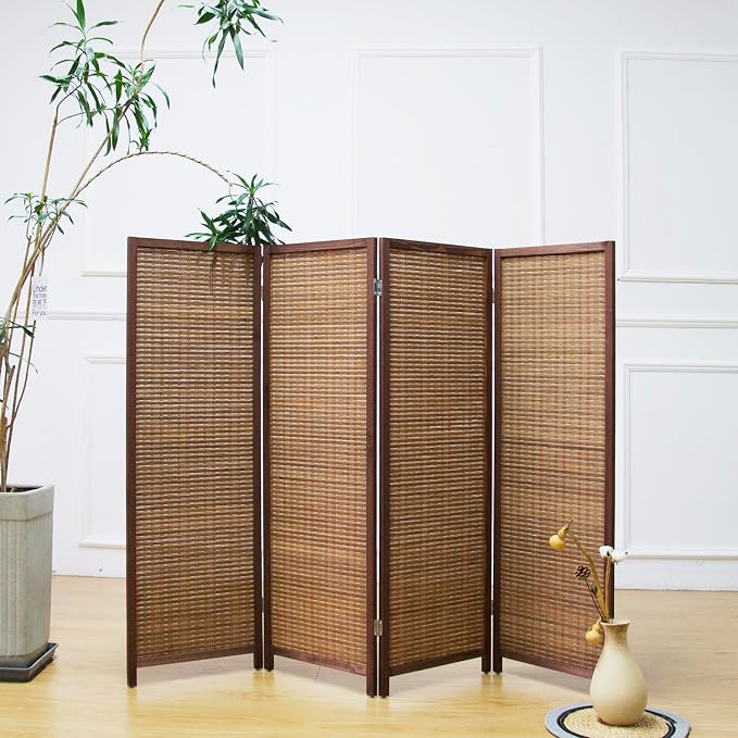 4 Panel Short Room Divider Screen, Small Bamboo Panel Divider - Image 3