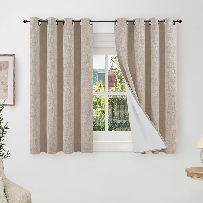 Linen Blackout Curtains 45 Inches Long by Lajode