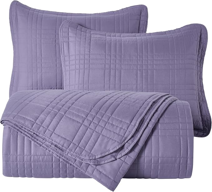 Chezmoi Collection Kingston Queen Size Bedspread Set, 3-Piece Dusty Purple - Image 9