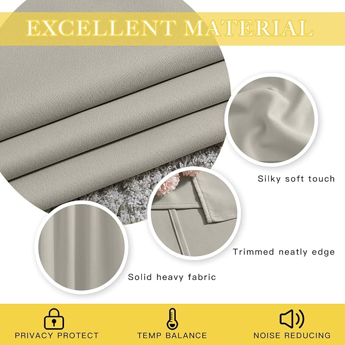 NICETOWN Bedroom Curtain Room Darkening Drapery 102 inches Length - Image 3