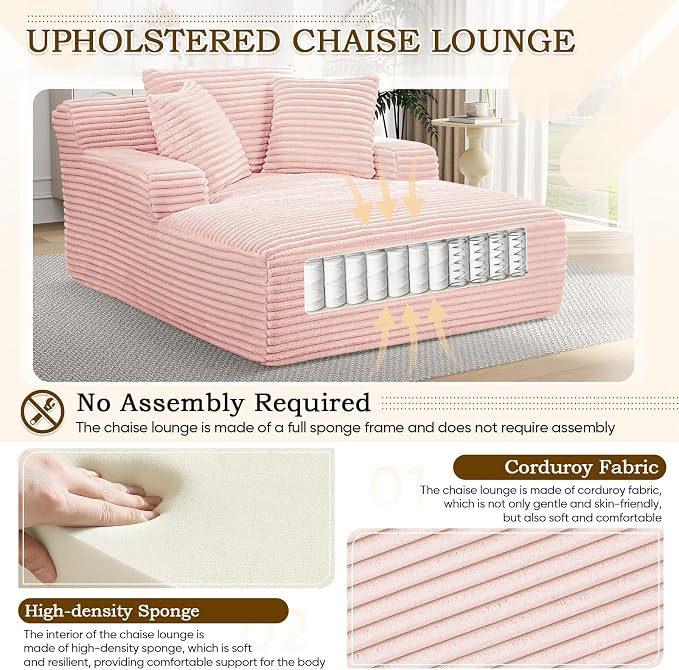Oversized Chaise Lounge Chair Indoor, Comfy Fluffy Cloud Couch, Modern Deep - Image 4