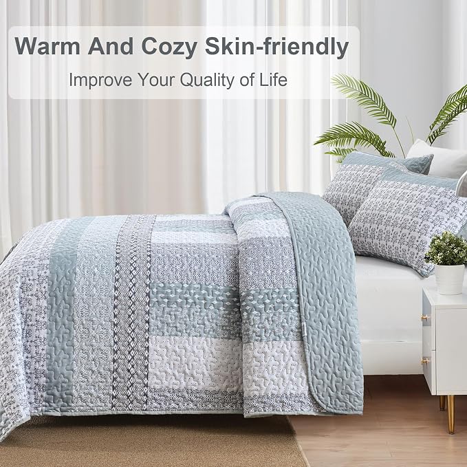 WONGS BEDDING Sage Green King Quilt Set, Microfiber Lightweight Quilt Bedding - Image 4