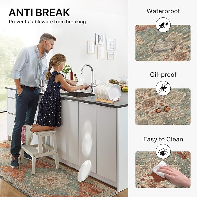 GENIMO Kitchen Mats for Floor, Washable Anti Fatigue Mat for Cushioned, 17.3"x59", Waterproof Kitchen Rugs, Non Slip Foam Comfort Standing Mat Rug for Home, Runner, Sink, Laundry, Multi