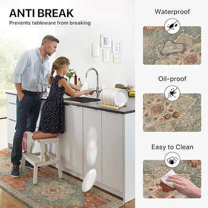 GENIMO Kitchen Mats for Floor, Washable Anti Fatigue Mat for Cushioned, 17.3"x59", Waterproof Kitchen Rugs, Non Slip Foam Comfort Standing Mat Rug for Home, Runner, Sink, Laundry, Multi