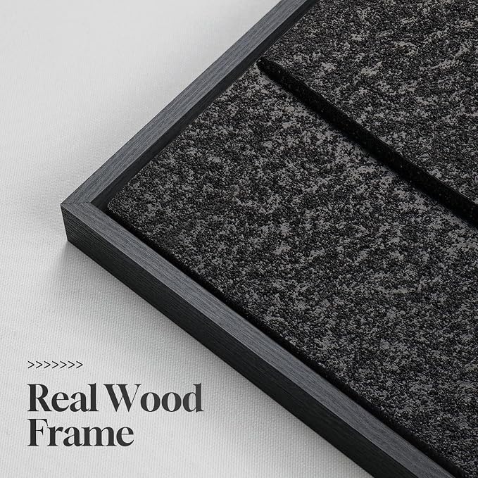 Large 3D Textured Framed Black Abstract Wall Art - Image 6