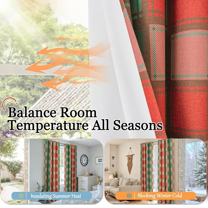 Red Green Plaid Blackout Curtains - Image 8