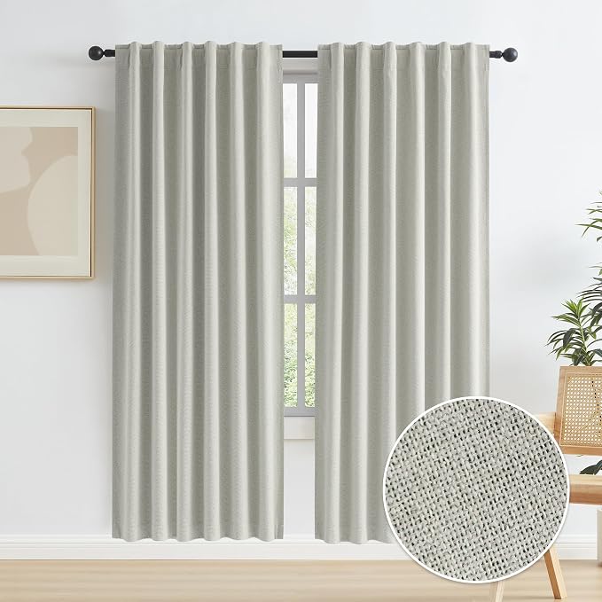 Linen Blackout Curtains for Doorway Privacy, Thermal Insulated Boho Country by KEQIAOSUOCAI