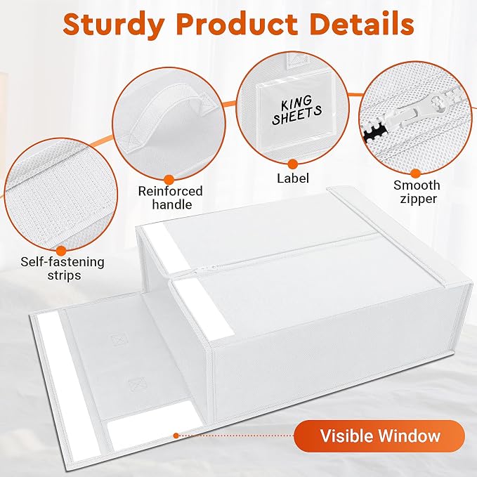 StorageTastic 2 Pack Bed Sheet Closet Organizers and Storage, Sturdy Foldable - Image 5
