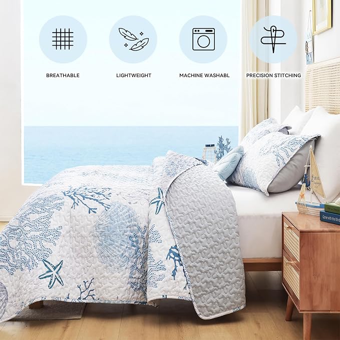 weigelia Coastal Quilt Queen Size, Soft Lightweight Microfiber, Machine Washable - Image 4