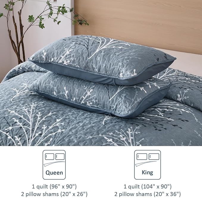 DJY Quilt Set Queen Size, Branch Floral Bedding Set - Image 8