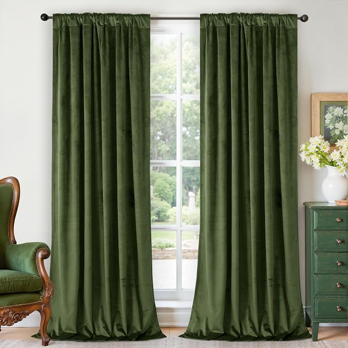 BGment Dark Green Velvet Curtains 84 Inches Long - Image 2