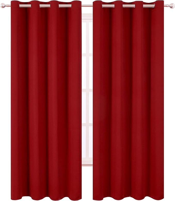 Blackout Curtains 66 x 95 inch/Red Curtains Set of 2 Panels/Thermal Insulated - Image 2