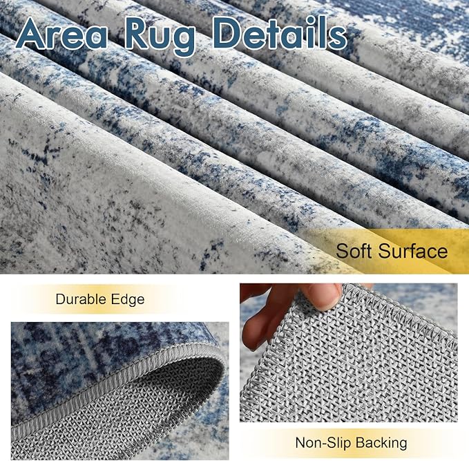 2x6 Ft Washable Runner Rug, Non-Slip Low Pile Hallway Kitchen Area Rug - Image 6