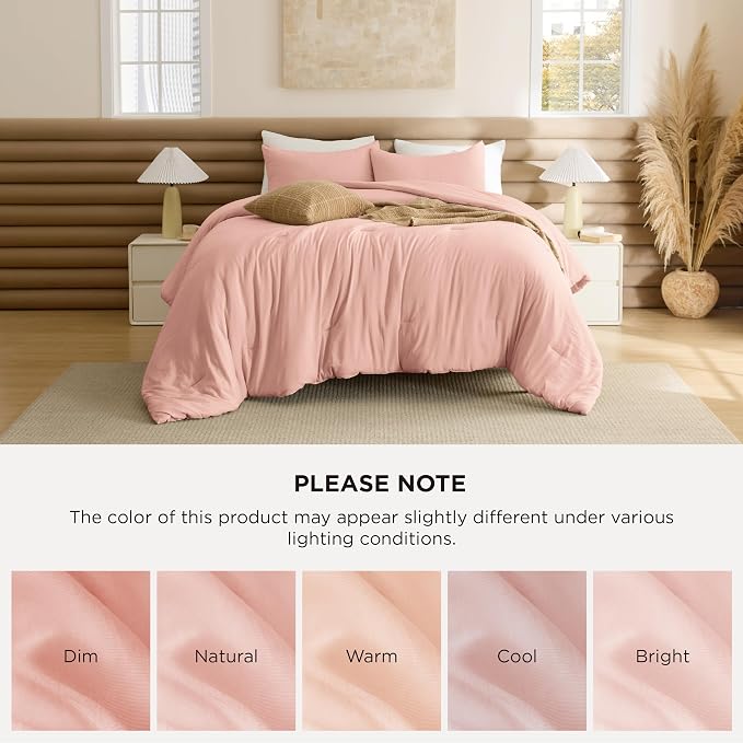 Bedsure King Comforter Set, Blush Pink Soft Prewashed Bedding - Image 8