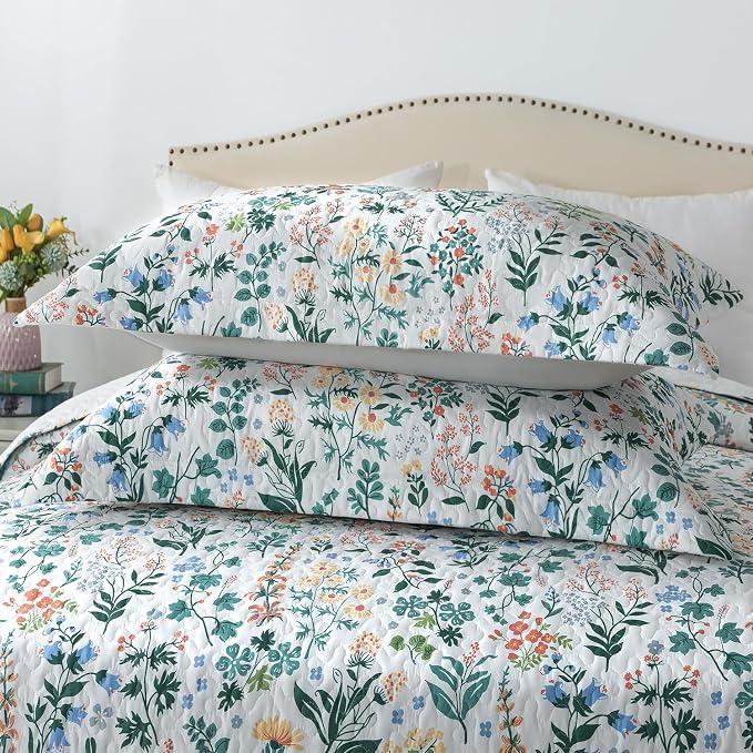 3-Piece Floral Quilt Super King Quilt Bedding Set, Ultra Soft & Fade Resistant - Image 5