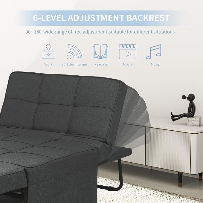 Sofa Bed, Convertible Chair 4 in 1 Multi-Function Modern Folding Ottoman Guest - Image 6