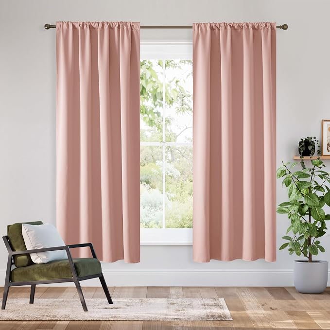 RYB HOME Bedroom Blackout Curtains 63 inches Long, 100% Blackout | Thermal by RYBHOME