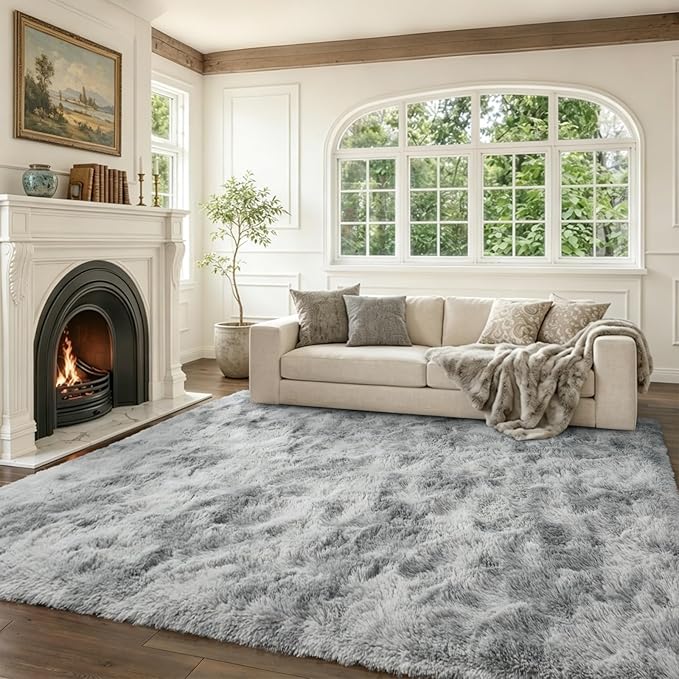 7x10 Ft Extra Large Shag Rugs for Living Room, Tie Dyed Ultra Soft Fluffy Furry by Cuzwlovita