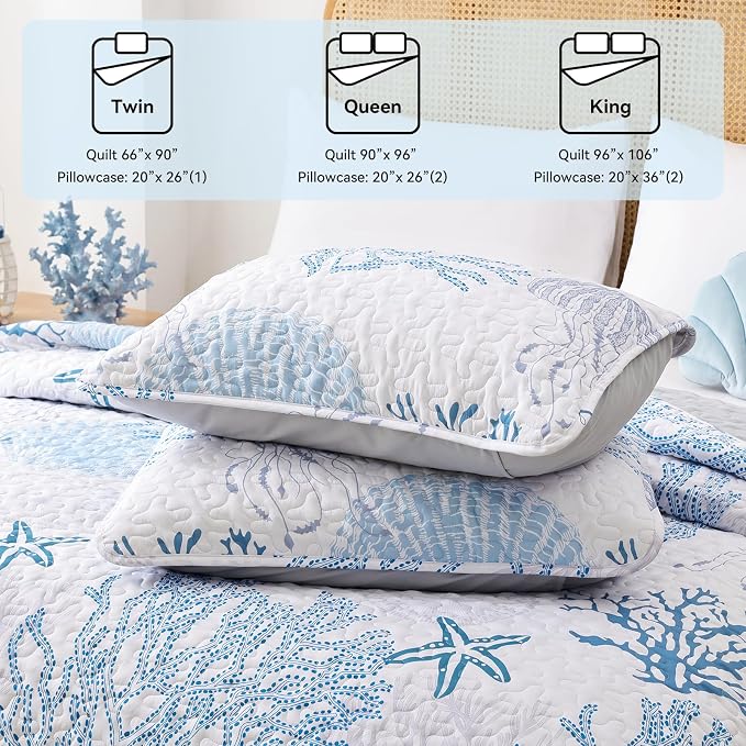 weigelia Coastal Quilt Queen Size, Soft Lightweight Microfiber, Machine Washable - Image 6
