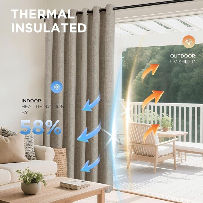 Joydeco Linen Curtains for Bedroom Windows 108 Inches Long - Image 4
