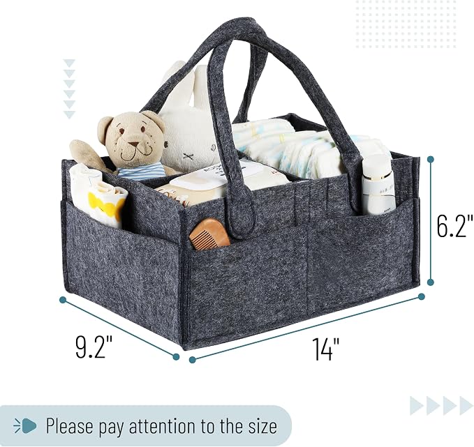 Mr. Pen- Baby Diaper Caddy Organizer, Charcoal Gray | Nursery Storage Bin and - Image 2