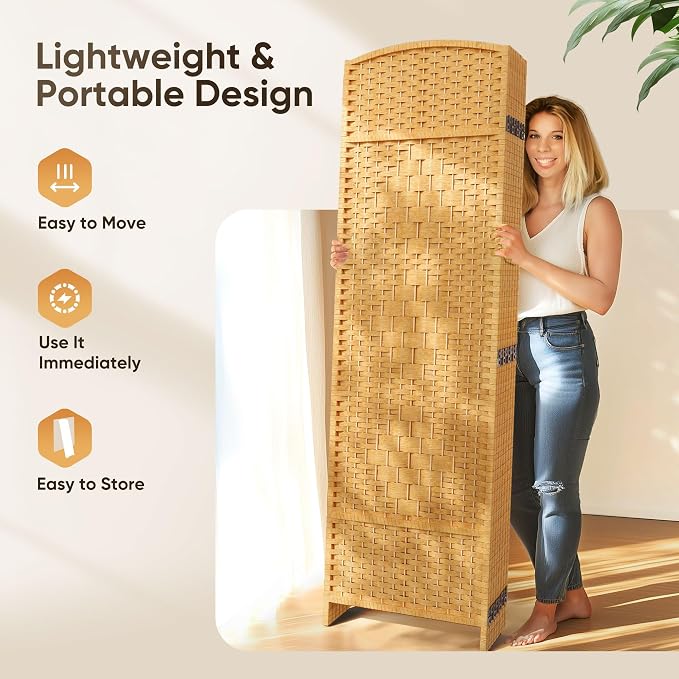 8 Panel Room Divider, Privacy Screen & Room Separation, Extra Wide | Paper - Image 5