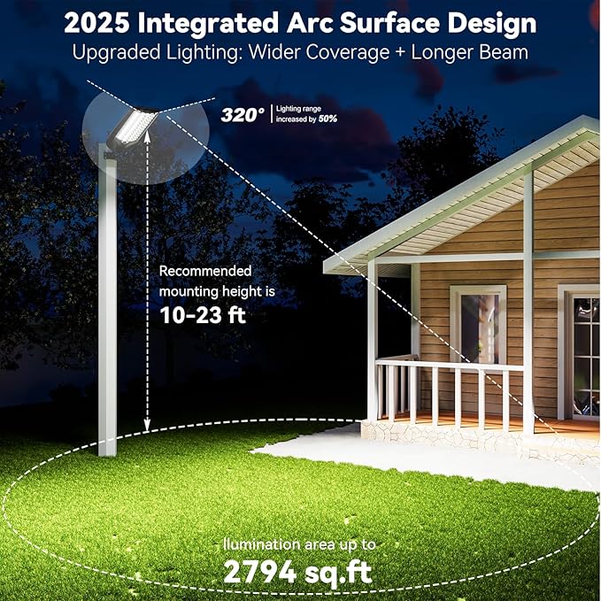 MMKT Solar Lights Outdoor, 12000W 3 Color Solar Street Light, Commercial Solar Parking Lot Light Waterproof Dusk to Dawn, Security Flood Lights with Motion Sensor for Yard, Basketball Court