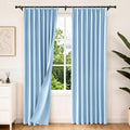 Etherealveil Light Blue Pinch Pleated Blackout Curtains 2 Panels 52"x84" | Back by Etherealveil