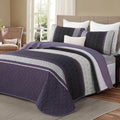 Dinjoy California King Quilt Set Purple, Striped Bedspread, Bedding Sets | 3 by DINJOY