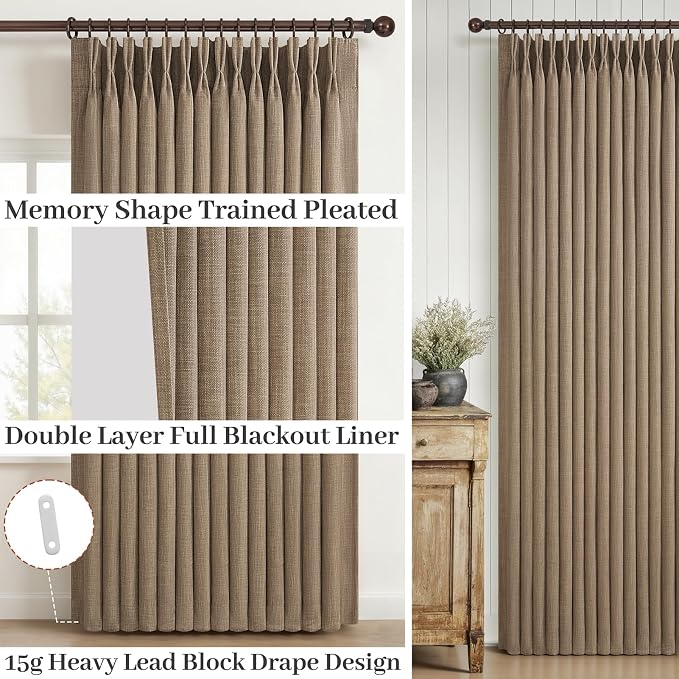 Blackout Double Layer Thick Linen Curtains 108 Inches Long - Image 4