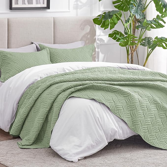 Love's cabin Quilts for Queen Bed Sage Bedspreads Bedding Set - Image 2