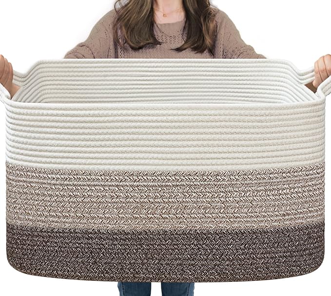 Goodpick Large Woven Rope Blanket Basket, Living Room, Bedroom & Nursery by Goodpick
