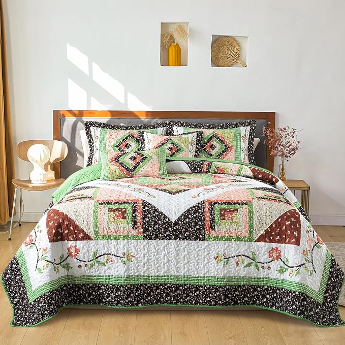 BEDIFANY Queen Size Quilt Set, Farmhouse Cotton Fill Bedspread Coverlet Set | by BEDIFANY